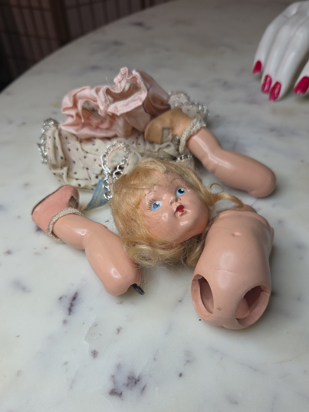 Pink Vintage Doll Parts Set for Restoration & Crafts